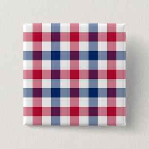 Badge Carré 5 Cm Bouton rouge, blanc et bleu plaid