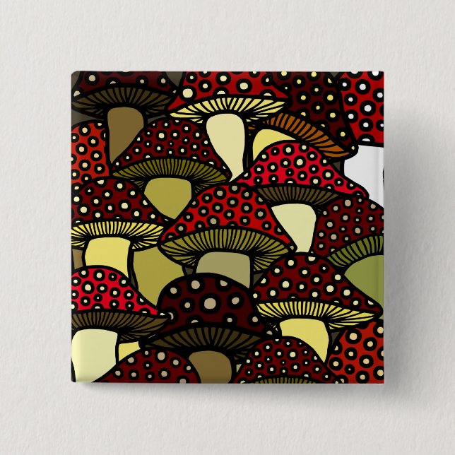 Badge Carré 5 Cm Bouton rouge de champignons (Devant)