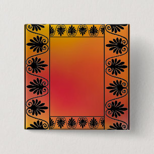 Badge Carré 5 Cm Bouton rouge et orange