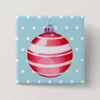 Badge Carré 5 Cm Bouton rouge ornement de Noël