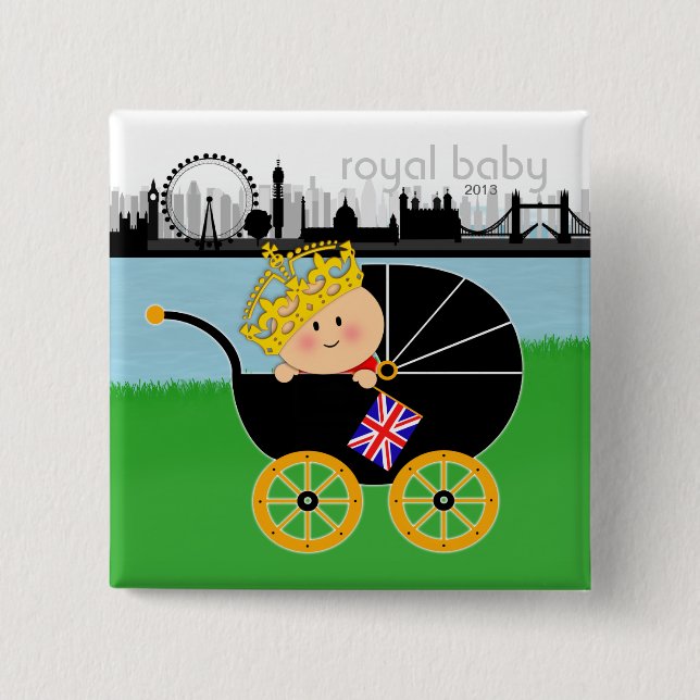 Badge Carré 5 Cm Bouton royal de bébé (Devant)