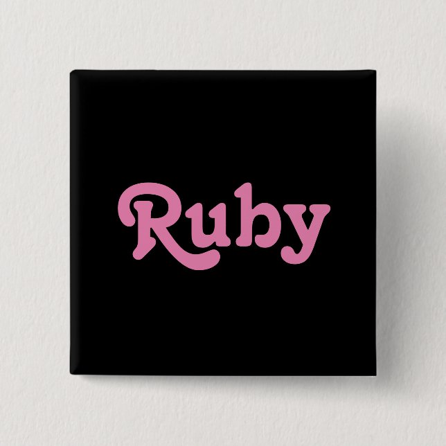Badge Carré 5 Cm Bouton rubis (Devant)