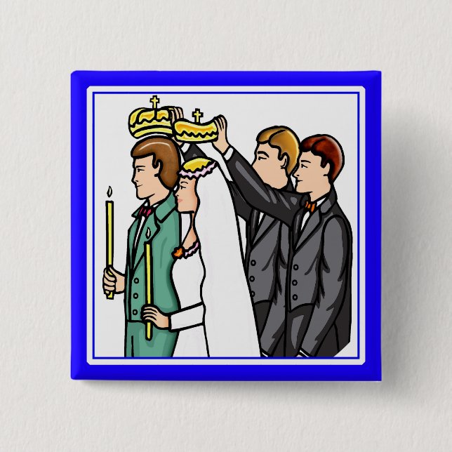 Badge Carré 5 Cm Bouton : Russe orthodoxe (Devant)