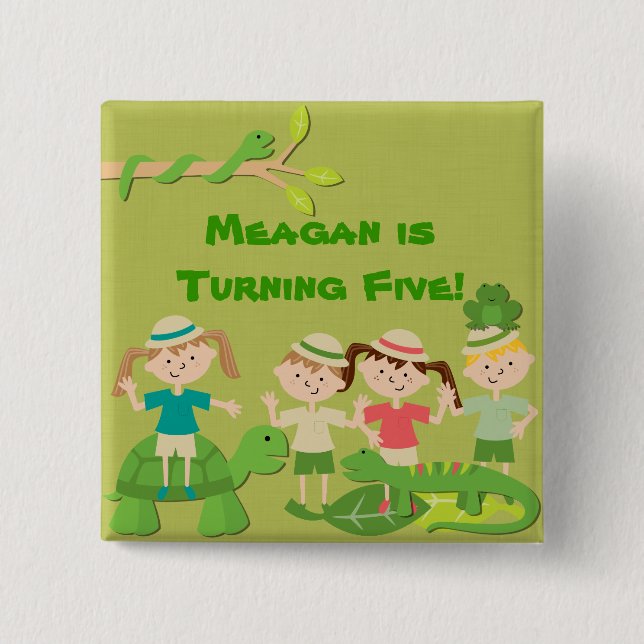 Badge Carré 5 Cm Bouton Safari customisé (Devant)