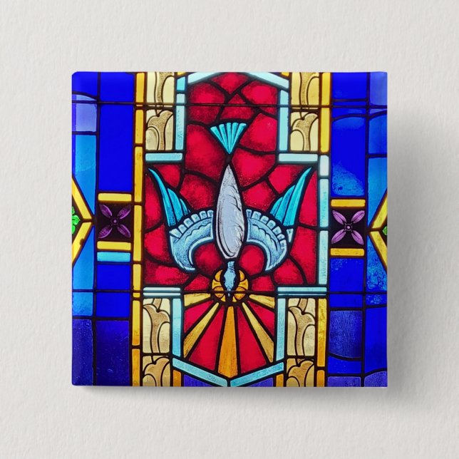 Badge Carré 5 Cm Bouton Saint-Esprit (Devant)