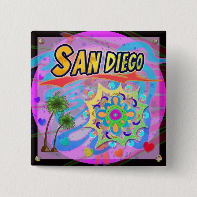 Badge Carré 5 Cm Bouton San Diego True Progress (Devant)