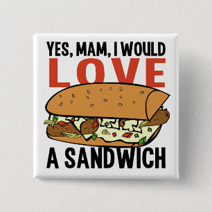 Badge Carré 5 Cm Bouton Sandwich