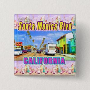 Badge Carré 5 Cm Bouton "Santa Monica Blvd 1"