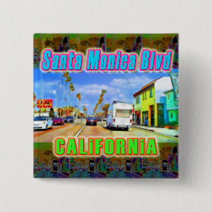 Badge Carré 5 Cm Bouton "Santa Monica Blvd 2"