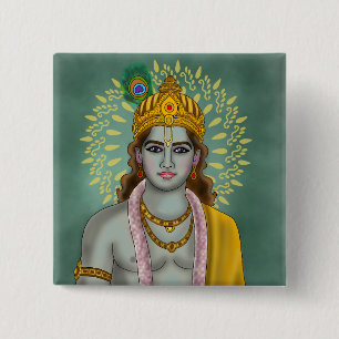 Badge Carré 5 Cm Bouton Seigneur Krishna