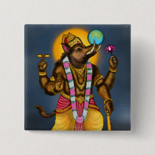 Badge Carré 5 Cm Bouton Seigneur Varaha
