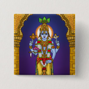 Badge Carré 5 Cm Bouton Seigneur Vishnu