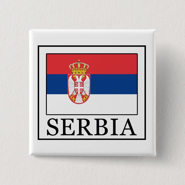 Badge Carré 5 Cm Bouton Serbie (Devant)