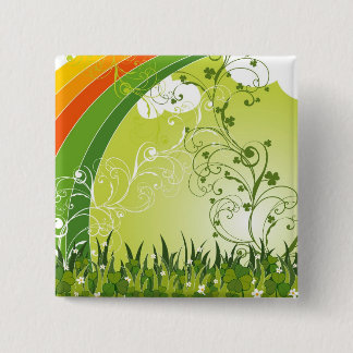 Badge Carré 5 Cm Bouton Shamrock de la Saint Patrick Lucky Clovers