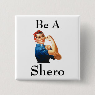 Badge Carré 5 Cm Bouton Shero