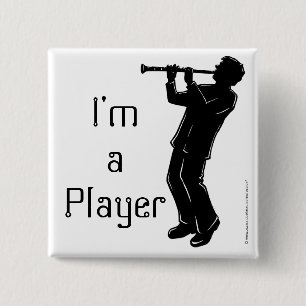 Badge Carré 5 Cm Bouton Silhouette du lecteur Clarinet