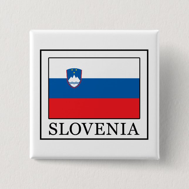 Badge Carré 5 Cm Bouton Slovénie (Devant)
