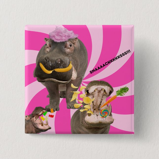 Badge Carré 5 Cm Bouton Snacks (Devant)