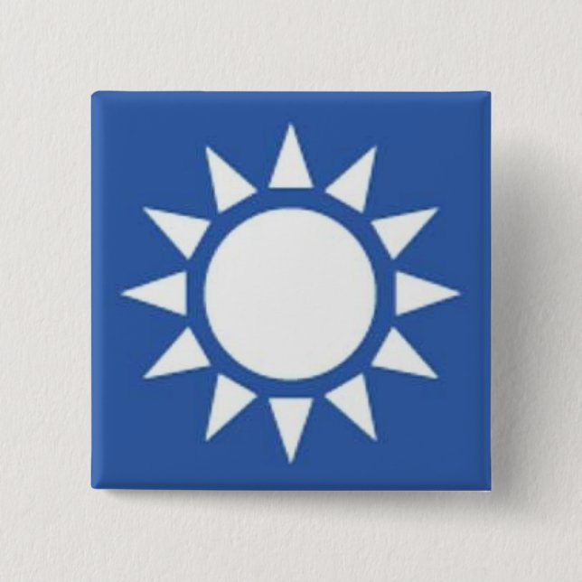 Badge Carré 5 Cm Bouton Soleil blanc (Devant)