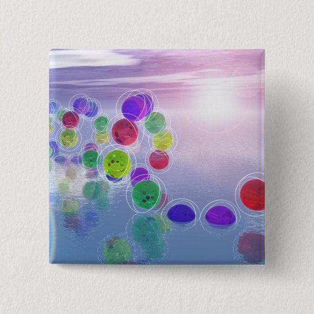 Badge Carré 5 Cm Bouton Soleils dans leurs cours (Devant)