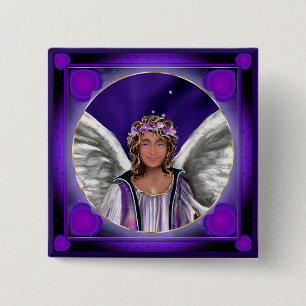 Badge Carré 5 Cm Bouton Soul violet