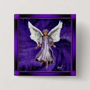 Badge Carré 5 Cm Bouton Soul violet