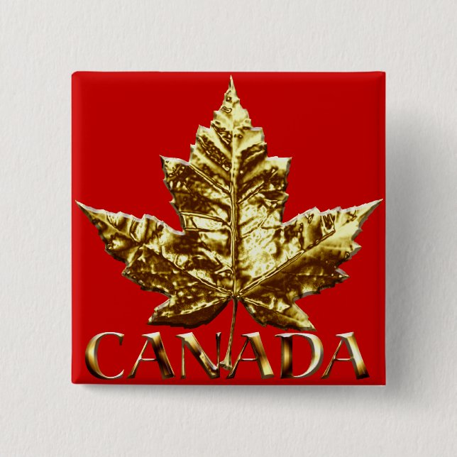 Badge Carré 5 Cm Bouton souvenir du Canada Médaille d'or Boutons du (Devant)