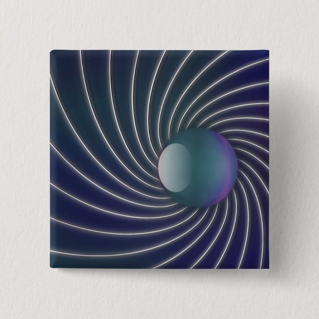 Badge Carré 5 Cm Bouton Spirales de mer profonde (Devant)