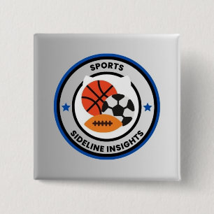 Badge Carré 5 Cm Bouton Sports
