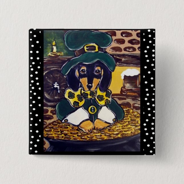 Badge Carré 5 Cm Bouton St. Patty (Devant)