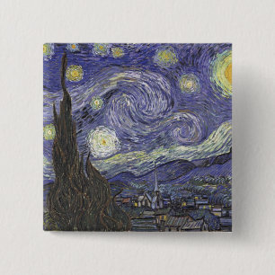 Badge Carré 5 Cm Bouton Starry Night