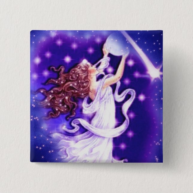 Badge Carré 5 Cm Bouton Stars Fairy (Devant)