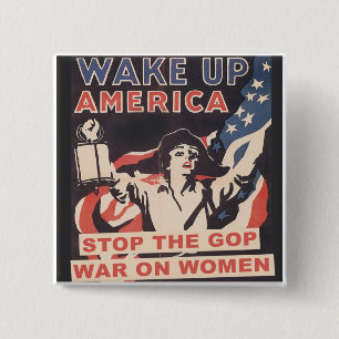 Badge Carré 5 Cm Bouton Stop the GOP War on Women