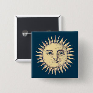 Badge Carré 5 Cm Bouton Sun