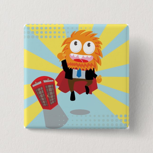 Badge Carré 5 Cm Bouton SUPER MONSTER (Devant)
