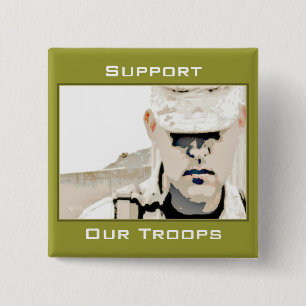 Badge Carré 5 Cm Bouton Support Our Troops