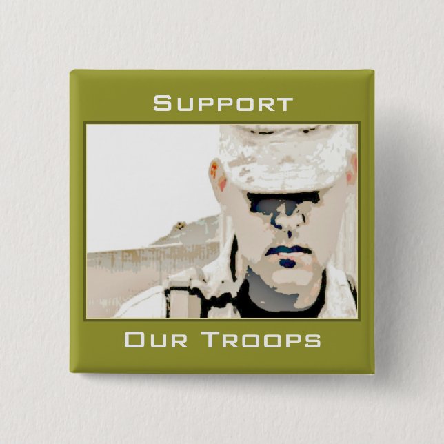 Badge Carré 5 Cm Bouton Support Our Troops (Devant)