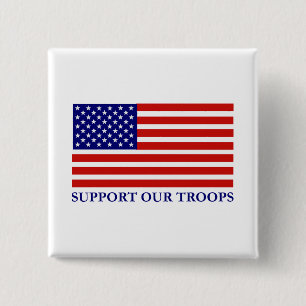 Badge Carré 5 Cm Bouton Support Our Troops