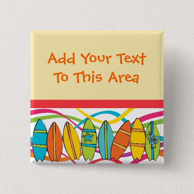 Badge Carré 5 Cm Bouton Surfboards personnalisés (Devant)