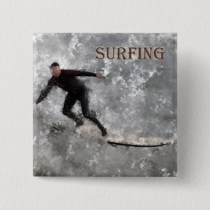 Badge Carré 5 Cm Bouton Surfer