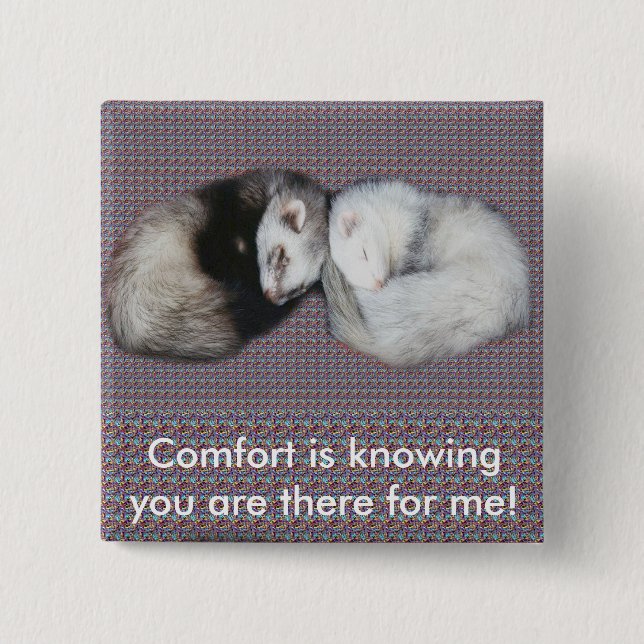 Badge Carré 5 Cm Bouton Sweet Dreams Ferrets (Devant)