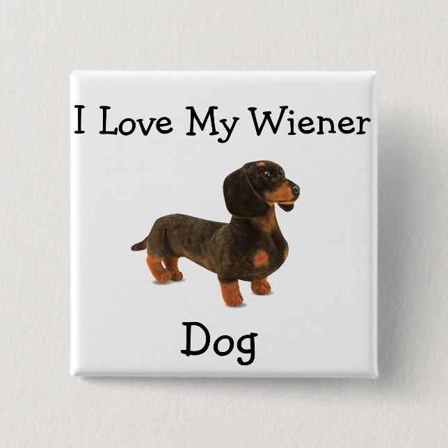 Badge Carré 5 Cm Bouton T-shirt Chien Dachshund Weiner (Devant)