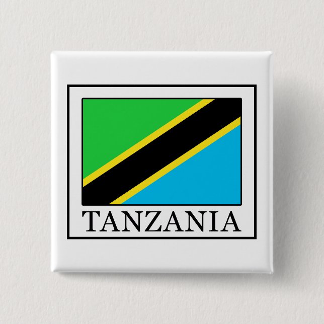 Badge Carré 5 Cm Bouton Tanzanie (Devant)