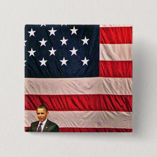 Badge Carré 5 Cm Bouton tendre patriotique Obama 2012