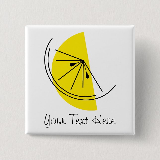 Badge Carré 5 Cm Bouton Texte Citrus Lemon (Devant)