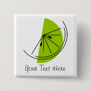 Badge Carré 5 Cm Bouton Texte Citrus Lime