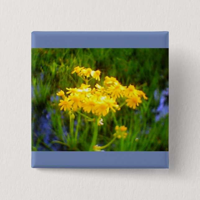 Badge Carré 5 Cm Bouton tournesol (Devant)