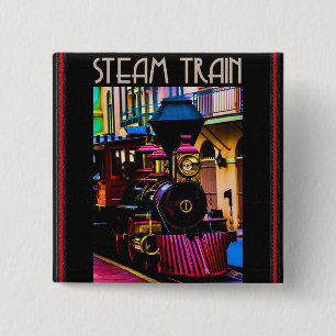 Badge Carré 5 Cm Bouton Train à vapeur
