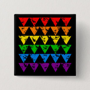 Badge Carré 5 Cm Bouton Triangles arc-en-ciel