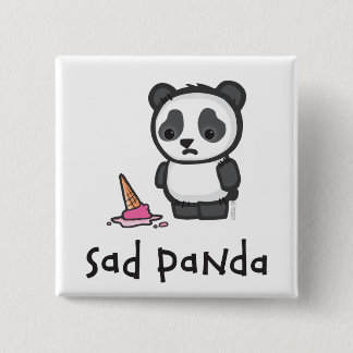 Badge Carré 5 Cm Bouton triste de panda